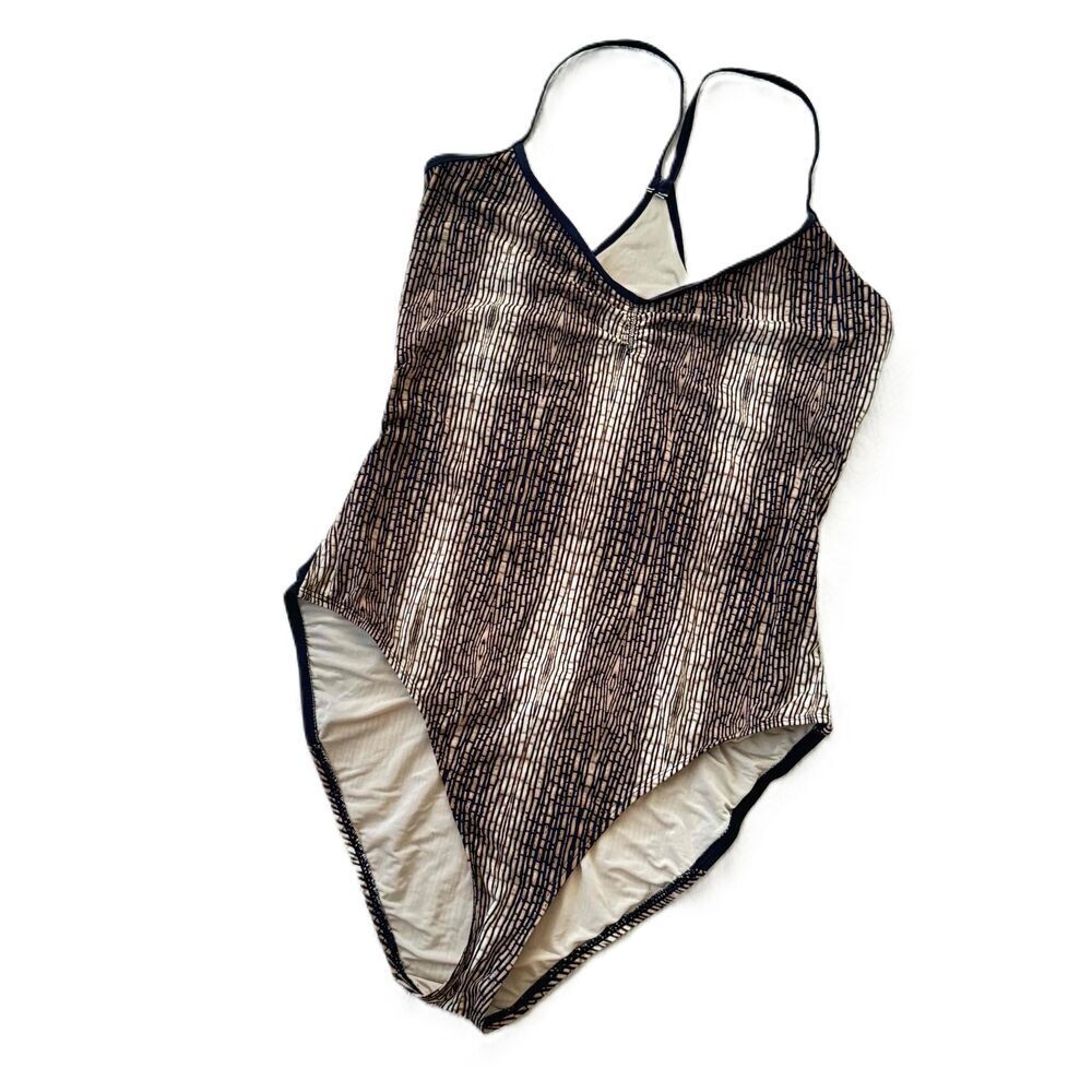 Tart Swim Calypso Swimsuit M Medium Cutout V-Neck Brown Black Animal